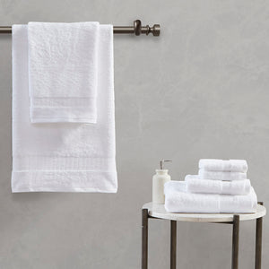 JLA Home Madison Park Signature - 100% Egyptian Cotton Luxe 6-Piece Towel Set — 650 GSM Spa-Soft, Highly Absorbent, OEKO-TEX Gold Certified White MPS73-425