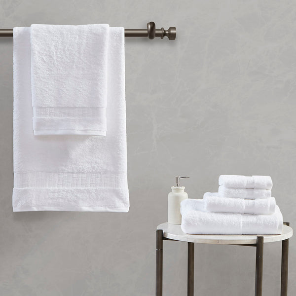 JLA Home Madison Park Signature - 100% Egyptian Cotton Luxe 6-Piece Towel Set — 650 GSM Spa-Soft, Highly Absorbent, OEKO-TEX Gold Certified White MPS73-425
