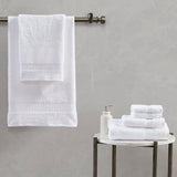 Madison Park Signature Luce Glam/Luxury 100% Egyptian Cotton 6 Piece Towel Set MPS73-425 White