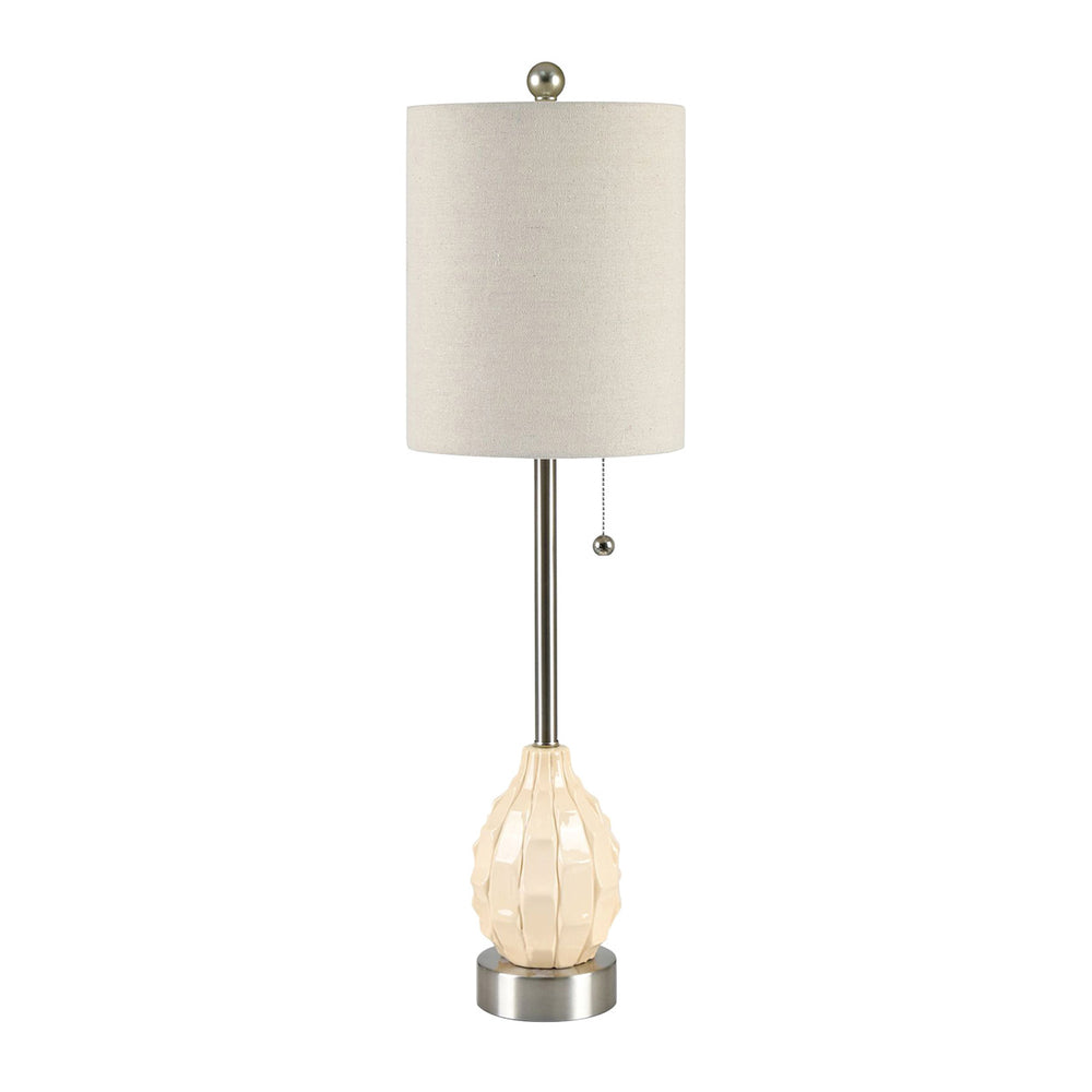 Crestview Collection Meyer Buffet Lamp - Elegant Coastal-inspired Design With Textured Ceramic Base & Linen Shade   Cvap2999a
