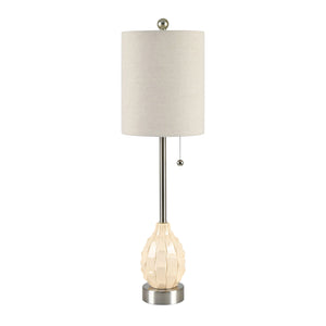 Crestview Collection Meyer Buffet Lamp - Elegant Coastal-inspired Design With Textured Ceramic Base & Linen Shade   Cvap2999a