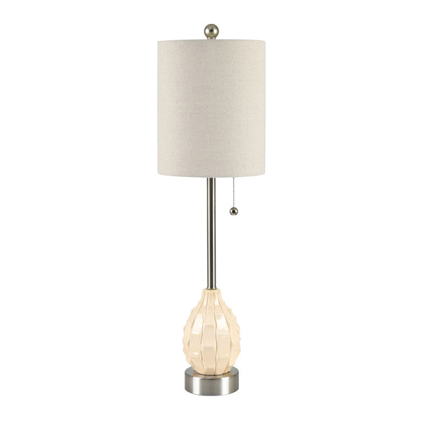 Crestview Collection Meyer Buffet Lamp - Elegant Coastal-inspired Design With Textured Ceramic Base & Linen Shade   Cvap2999a