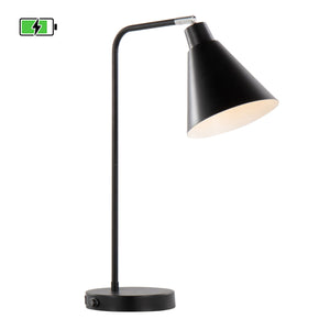 English Elm Pix 19" Contemporary Metal Task Lamp Matte Black with Chrome Accent, Adjustable Shade & USB Port B202P224062