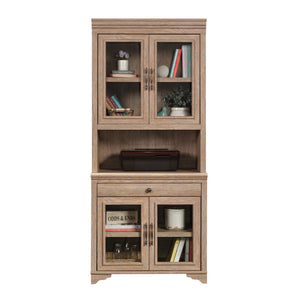 English Elm Library Hutch - Versatile Brown Finish Storage Solution With Cord Management For Any Room Decor B356P367908