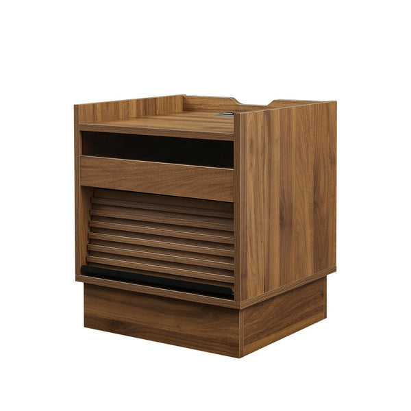 English Elm Christopher Knight Home® - Mid Mid Century Modern Nightstand with USB Charging Station, LED App-Control Lights, 2 Drawers, Sleek Design Brown 22.24 L x 18.7 W x 7.09 H N761P255453Z