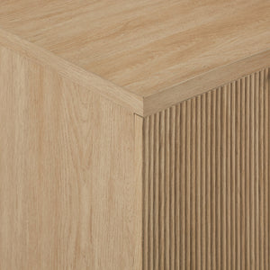 English Elm Walker Edison - Modern Coastal Oak Fluted Storage Console with Soft-Close Doors, Adjustable Shelf, Scandi Style B185P169150