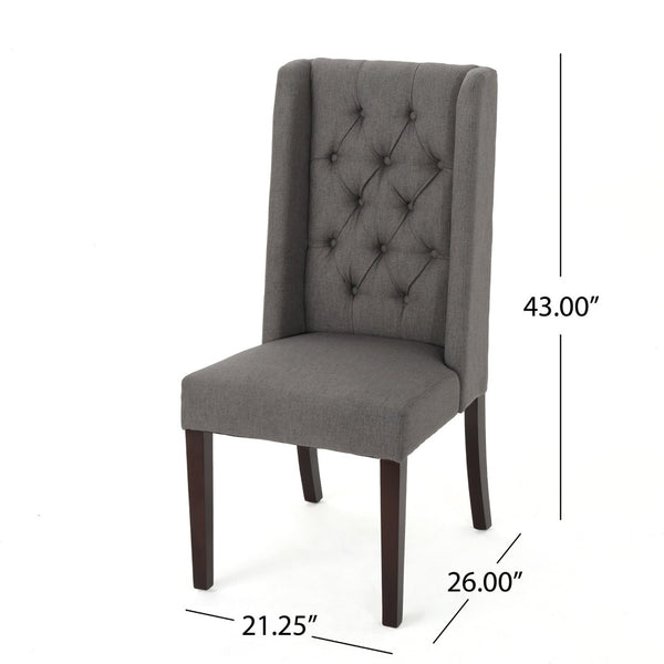 English Elm Dining Chair Set of Two Wingback Button Tufted High Back Birch Leg Upholstered 61539.00