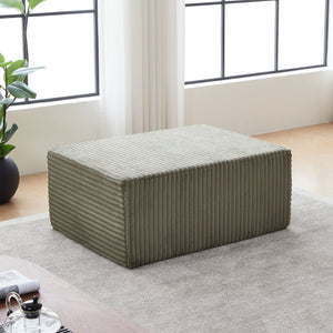 English Elm Ottoman Corduroy Upholstered Modular Seat with High-Resilience Foam — Compact No-Assembly Comfort Green W848P309953