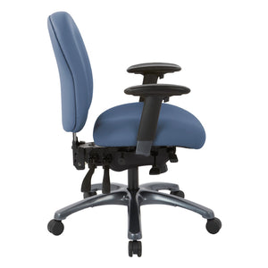 OSP Home Furnishings Multi-function Ergonomic Mid Back Office Chair with Lumbar Support and Titanium Base Blue 8512-R105
