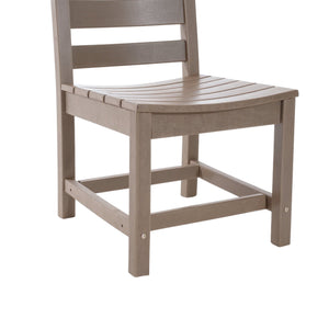 English Elm 3-Piece HDPE Outdoor Dining Set with Round Table and 2 Armless Chairs, Weatherproof Compact Bistro Antique Dark Oak W3566S00021