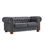 English Elm Classic Chesterfield Sofa Loveseat For Living Room Grey Faux Leather