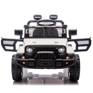 English Elm 24v Kids Ride on Car with Parental Remote Four Wheel Suspension Led Lights Bluetooth White W1578P235083