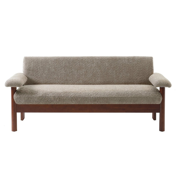 English Elm Modern Berber Fleece 2 Seat Loveseat Rubberwood Base Plush Armrest Couch for Apartments Brown N763S000050D