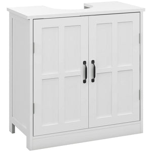 English Elm Bathroom Pedestal Sink Cabinet with U-Shaped Design, Adjustable Shelf, White Storage Solution W2225P173922