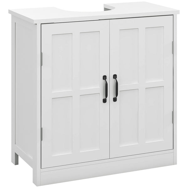 English Elm Bathroom Pedestal Sink Cabinet with U-Shaped Design, Adjustable Shelf, White Storage Solution W2225P173922