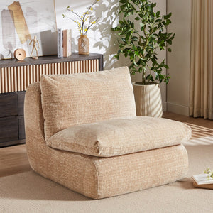 English Elm Liyasi Ergonomic Full Compression Sofa Chair with Memory Foam, Plush Fabric Comfort for Lounging(read) Cream W820P278098
