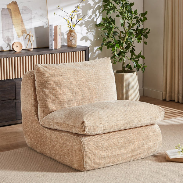 English Elm Liyasi Ergonomic Full Compression Sofa Chair with Memory Foam, Plush Fabric Comfort for Lounging(read) Cream W820P278098