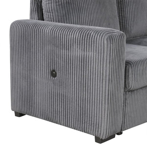 English Elm U_Style U-Shaped Corduroy Sofa With Usb Ports & Storage – 6-Seater Modular Sectional For Any Space N711P235755E-GIGA