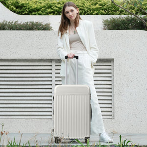 English Elm Luggage Set 5 Piece Abs Hardside Expandable Spinner Wheels Tsa Lock Travel Bags Grey+White N732P326115D