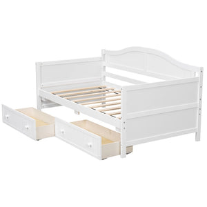 English Elm Twin Wood Daybed Sofa with Storage Drawers Arched Frame for Guest or Kids Room N708P357111K