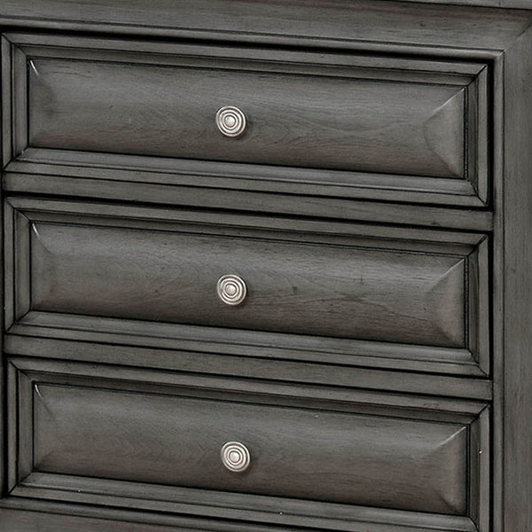 English Elm Transitional Gray Wood Nightstand with Built-in Usb Charging and Ambient Nightlight B056P216860
