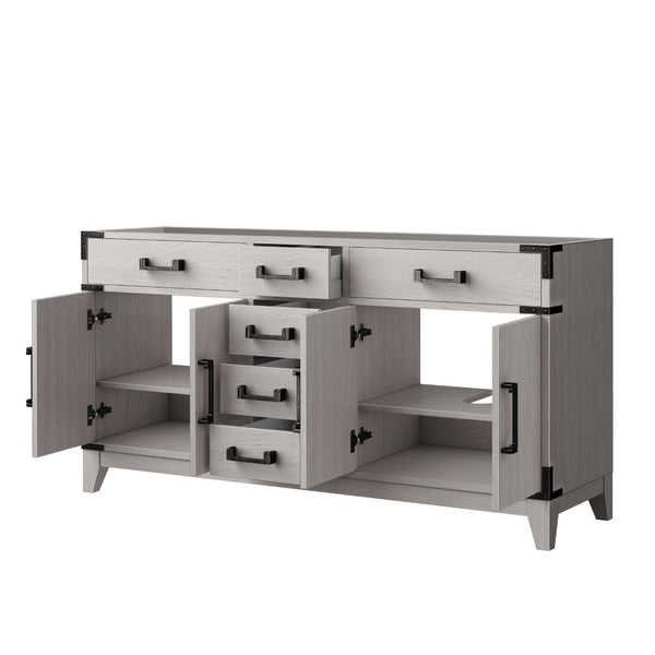 English Elm White Oak Double Bath Vanity - 60" W X 22" D, Elegant Storage, Soft-Close Features, Fully Assembled B2731P259865-GIGA