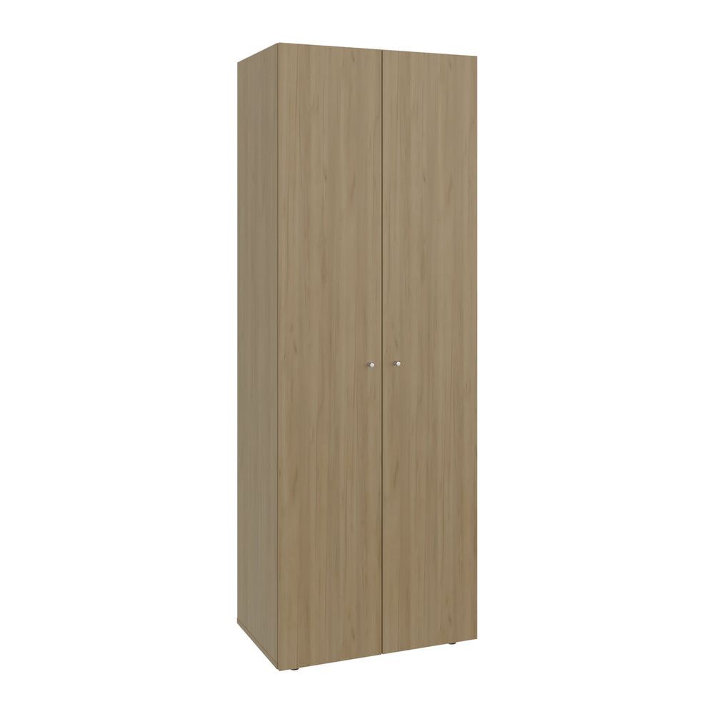 English Elm Home 2 Door Closet System Compact Oak Wardrobe with Four Fixed Shelves, Tall Freestanding Storage B200P362059