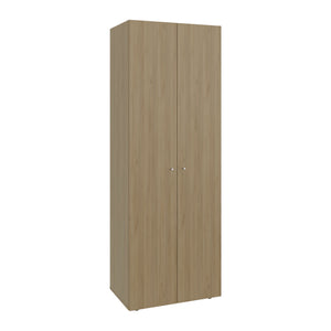 English Elm Home 2 Door Closet System Compact Oak Wardrobe with Four Fixed Shelves, Tall Freestanding Storage B200P362059