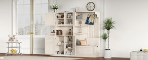 English Elm Multifunctional Hall Cabinet & Tree: Versatile 2-In-1 Storage Solution With Hooks For Entryway Style W1580S00185