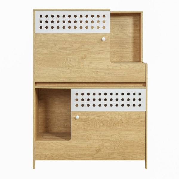 English Elm Modern Mdf Cat Litter Box Enclosure Side Table with Ventilated Storage Compartment Natural N752P394342N