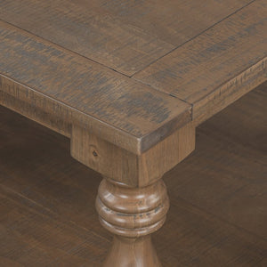 English Elm U_style Pine Veneer Coffee Table with Sculptural Turned Legs for Classic Living Room Decor Brown N711P407149D