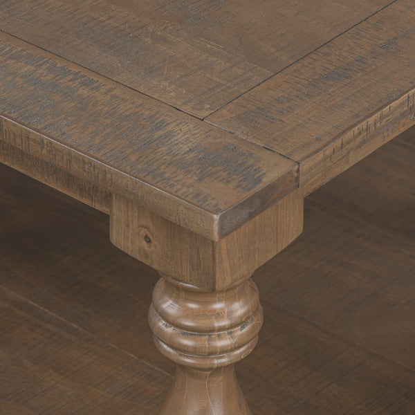English Elm U_style Pine Veneer Coffee Table with Sculptural Turned Legs for Classic Living Room Decor Brown N711P407149D