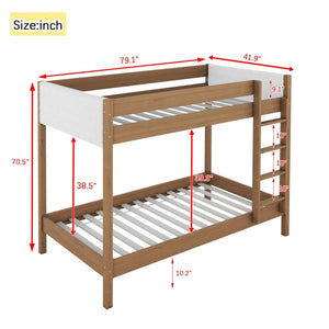 English Elm Twin Over Twin Bunk Bed With Plush Boucle Upholstery, Safety Guardrails & Under-Bed Storage Space W504S00182-GIGA