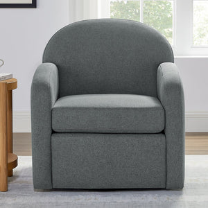 English Elm Edie Modern Grey Swivel Chair with Hemp-Like Fabric, 360° Rotation, Coil Spring Comfort, No Assembly Required B050P322599