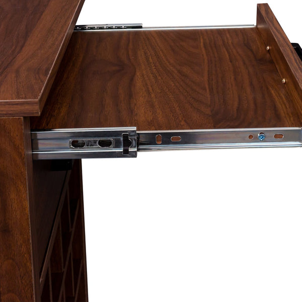 English Elm brown modular 28-bottle wine cabinet buffet bar with melamine finish, sturdy particleboard storage, sleek design Walnut Brown W331P266135