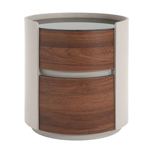 English Elm Christopher Knight Home® - MDF Oval Italian Double-Layer Side Table with Tempered Glass Top, Space-Saving Storage, Sturdy Elegance Brown+Gray N770P281244G