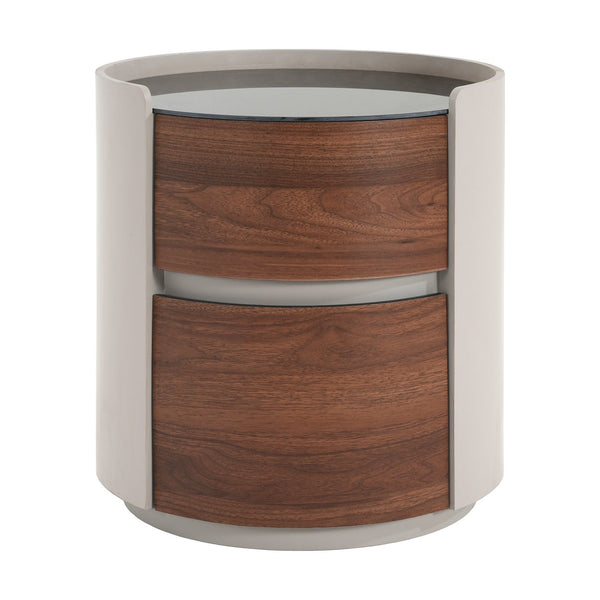 English Elm Christopher Knight Home® - MDF Oval Italian Double-Layer Side Table with Tempered Glass Top, Space-Saving Storage, Sturdy Elegance Brown+Gray N770P281244G