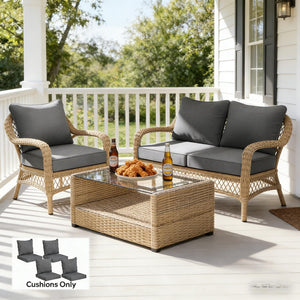 English Elm Seat and Back Cushion Set for Patio Chairs Yarn Dyed Fabric Uv Resistant Beige T3971P443236