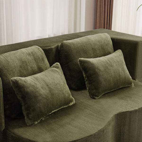 English Elm Queen Foldable Sofa Bed with Plush Chenille Cover, High-Density Foam Convertible Futon for Living Room Guest Room Bedroom Green W1829P348207