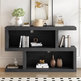 Trexm Retro Console Table - 2-Tier Shelf, Entryway & Living Room Furniture (Black)