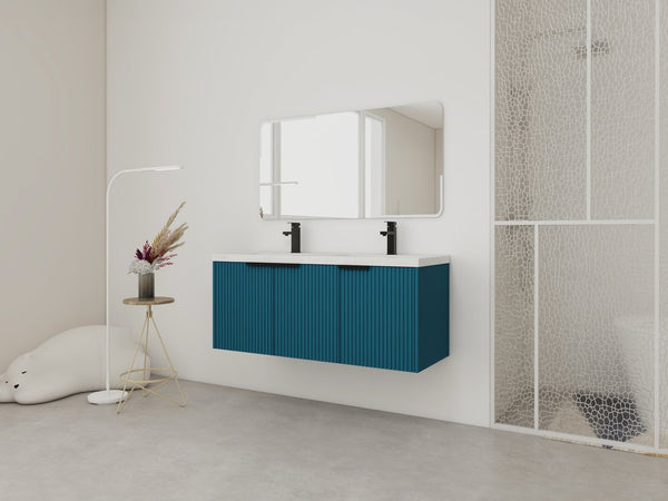 English Elm 48" Modern Wall-Mounted Bathroom Vanity With Resin Double Sink & Soft-Close Doors For Stylish Storage P1 W999S00351-GIGA