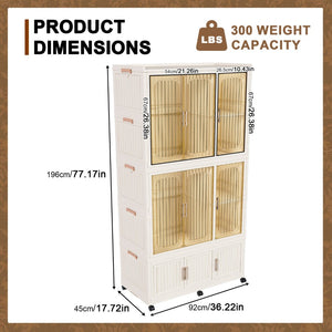 English Elm Portable Wardrobe Closet Organizer - Modular Storage With 9 Cubes, 2 Hanging Rods & Lockable Casters W2699P327124-GIGA