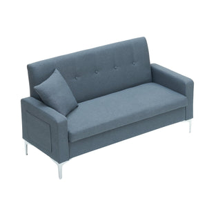 English Elm 57-inch Velvet Double Sofa with Built-In Storage, Solid Wood Frame, Silver Legs, 350lb Capacity and Modern Compact Design Gray W3356P346850