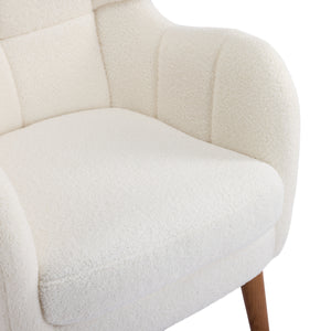 English Elm Christopher Knight Home® - Accent Ivory Teddy Fabric High-Back Armchair with 5.5" Cushion, Curved Arms & Birch Legs, Cozy Support N817P335062W