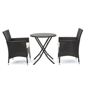 English Elm Christopher Knight Home® - MALAGA 3-Piece Bistro Set Brown/Beige – Weather-Resistant PE Rattan Chairs with Folding Table, Cozy Patio Dining Retreat for Two 60445.00