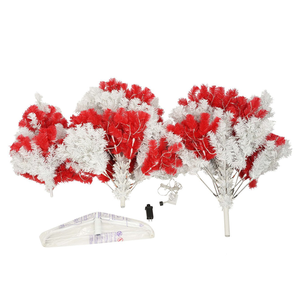 English Elm 6ft Candy Cane Christmas Tree with 300 Warm White LEDs, 904 Bendable Branches, Easy Assemble Joyfully Festive Decor N710P181789J