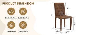 English Elm 4-piece Brown Suede Dining Chair Set with Tufted Back and Walnut Metal Legs W1151P361169