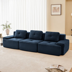 English Elm 117" Luxurious Modular Sectional Sofa - Oversized 3-Seater Couch With Deep Seats & Tufted Design, Blue W714S01494