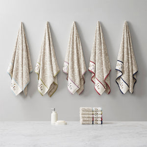 JLA Home Madison Park - Embroidered Cotton Jacquard Leaf & Floral 6-Piece Towel Set — Plush, Absorbent, OEKO-TEX Certified Elegance MP73-4968