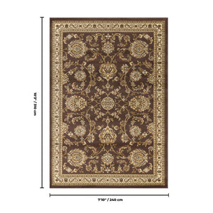 English Elm Classic Earth Tone Traditional Area Rug Low Pile for Living Room or Dining Space B186P452287